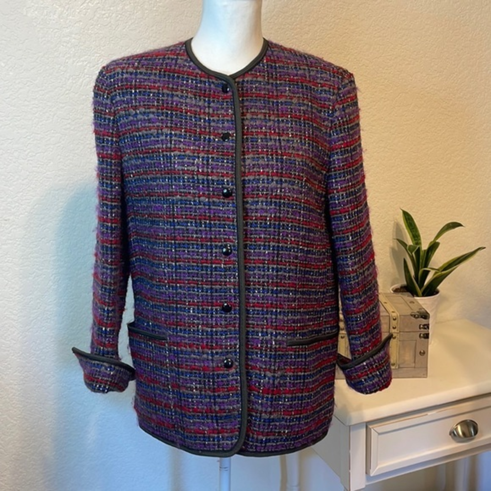 Jaeger Multicolor Button Down Plaid Blazer Size‎  14